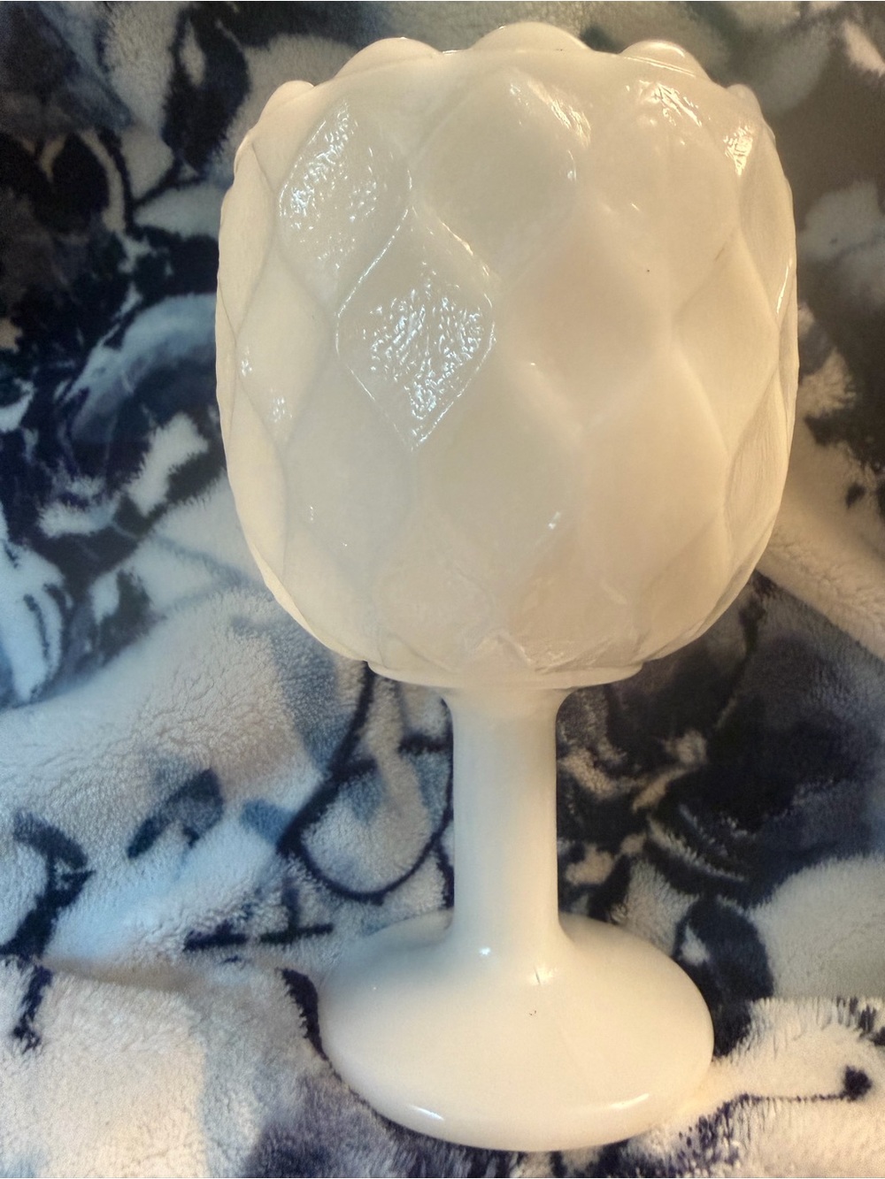 White Scalloped Milk Glass Goblet